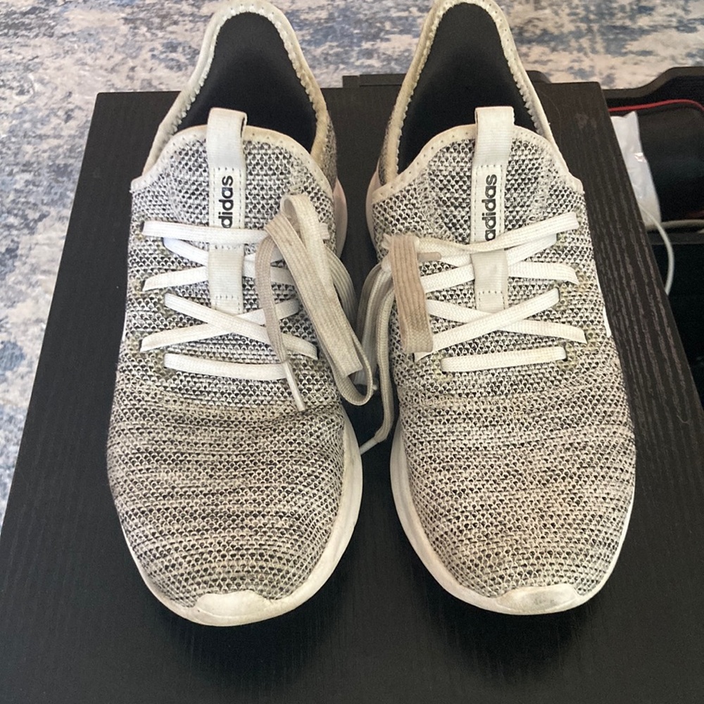 Adidas Cloud Foam Sneakers, Grey and White, Size 8.5